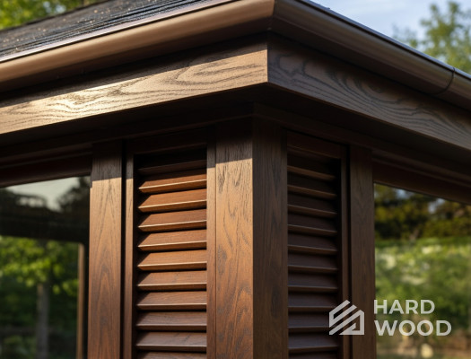 Большая деревянная беседка остеклённая №98 - фото 2281