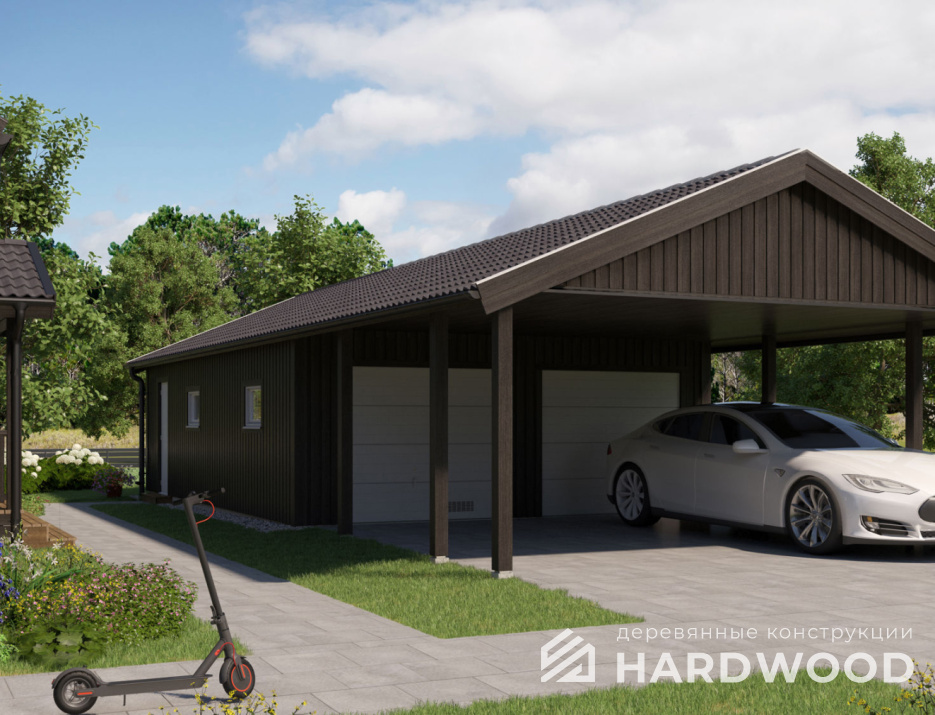 Навес с гаражом и хозблоком №136 - фото 975