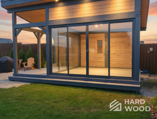 Серая беседка для дачи из дерева №101 - фото 2298