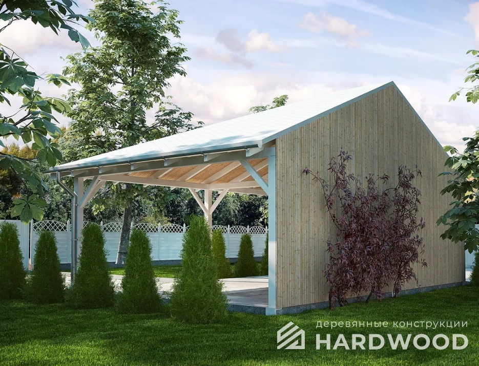 Навес для машины из бруса №159 - фото 1039