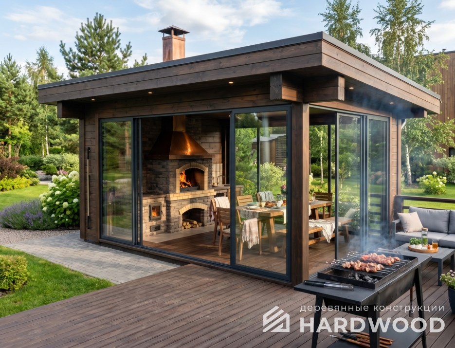 Беседка с мангальной зоной №102 - фото 2306
